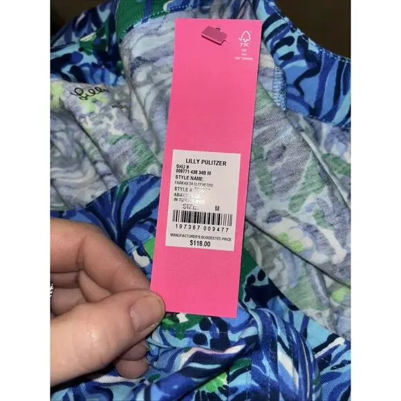 NWT Lilly Pulitzer Fairfax 3/4 Sleeve Abaco Blue Turtle Ave Dress Size M $118 - Picture 10 of 11